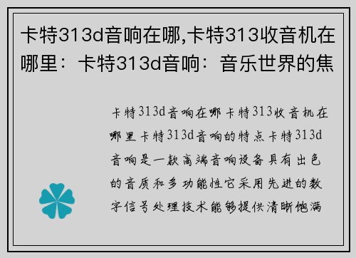 卡特313d音响在哪,卡特313收音机在哪里：卡特313d音响：音乐世界的焦点