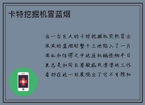 卡特挖掘机冒蓝烟